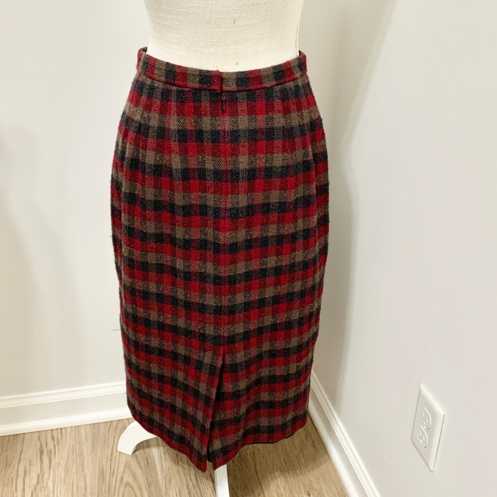 Vintage Pendleton Plaid Wool Skirt - 8